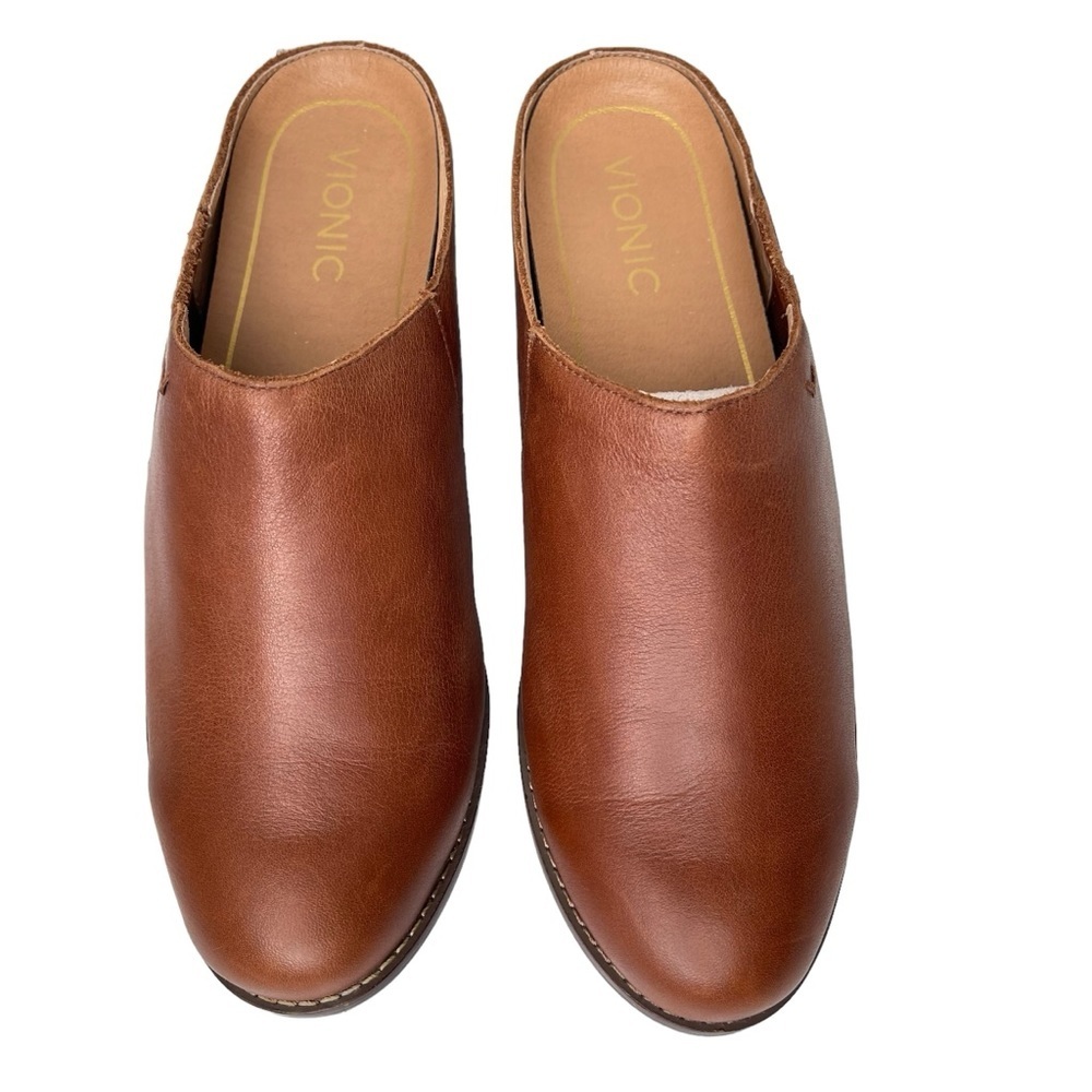 Vionic Clogs Mules Womens 8.5 Joy Nellie Leather Slip On Brown Casual Comfort - Picture 6 of 9